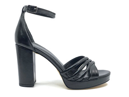 Feles Platform Çapraz Bant Topuklu Kadın Abiye Ayakkabı