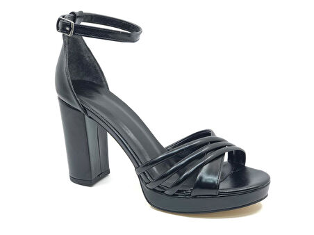 Feles Platform Çapraz Bant Topuklu Kadın Abiye Ayakkabı