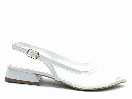 Feles Dantel Detaylı Kısa Topuklu Arkası Açık Kadın Babet Ayakkabı