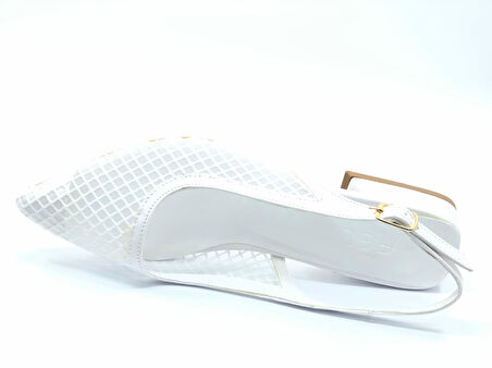 Feles Dantel Detaylı Kısa Topuklu Arkası Açık Kadın Babet Ayakkabı