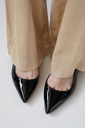 Feles Toka Detaylı Topuklu Arkası Açık Klasik Kadın Topuklu Ayakkabı Ayakkabı