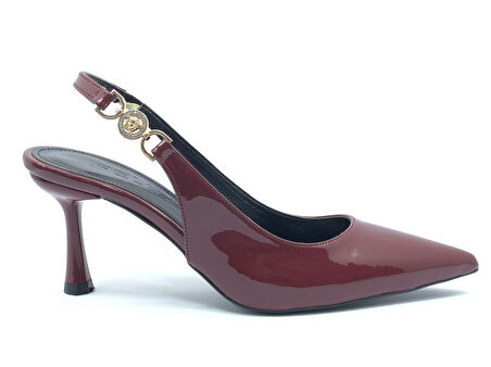 Feles Yan Toka Detaylı Arkası Açık Stiletto Kadın Topuklu Ayakkabı