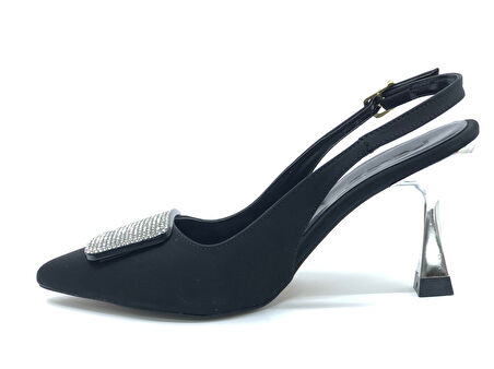 Feles Taş Toka Detaylı Arkası Açık Stiletto Kadın Topuklu Ayakkabı