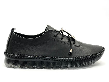 Ayakdaş Hakiki Deri Ortopedik Üstü Saraç Detaylı Kadın Babet Ayakkabı