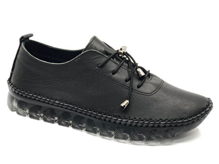 Ayakdaş Hakiki Deri Ortopedik Üstü Saraç Detaylı Kadın Babet Ayakkabı