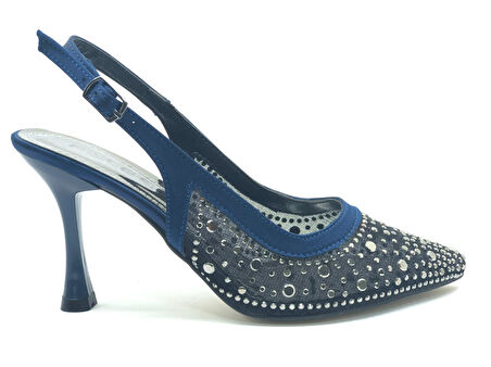 Feles Arkası Açık Şeffaf Taş Detaylı Sindirella Kadın Topuklu Ayakkabı