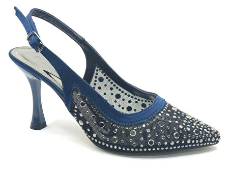 Feles Arkası Açık Şeffaf Taş Detaylı Sindirella Kadın Topuklu Ayakkabı