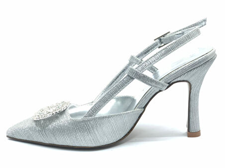 Feles Taş Toka Detaylı Arkası Açık Stiletto Kadın Topuklu Ayakkabı