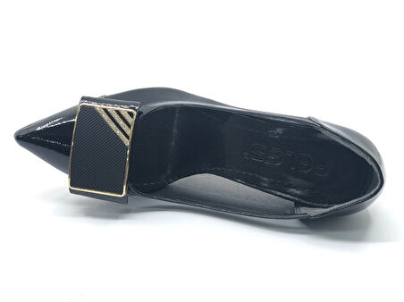 Feles Yanı Şeffaf Taş Toka Detaylı Kadın Topuklu Ayakkabı