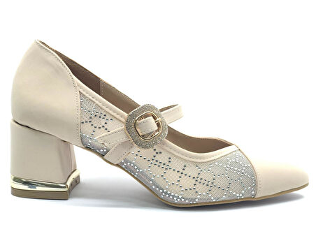 Feles Yanı Şeffaf Toka Detaylı Kadın Topuklu Ayakkabı