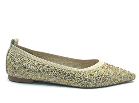 Feles Sivri Burun Taş Detaylı Kadın Babet Ayakkabı