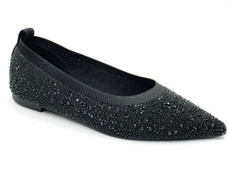 Feles Sivri Burun Taş Detaylı Kadın Babet Ayakkabı