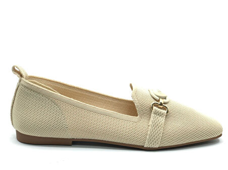 Feles Küt Burun Kalp Toka Detaylı Kadın Babet Ayakkabı