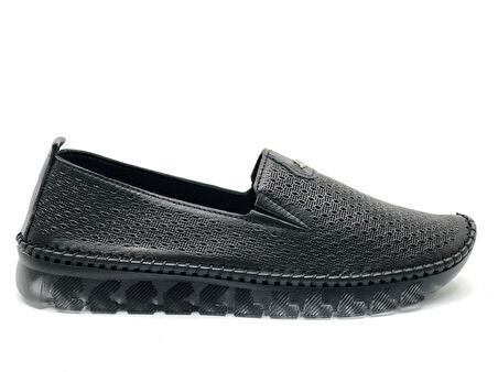 Ayakdaş Saraç Detaylı Şeffaf Taban Hakiki Deri Kadın Babet Ayakkabı