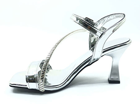 Mehtap Şerit Taş Detaylı Tek Bantlı Kadın Topuklu Abiye Ayakkabı