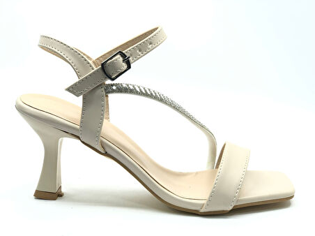 Mehtap Şerit Taş Detaylı Tek Bantlı Kadın Topuklu Abiye Ayakkabı