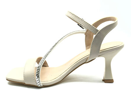 Mehtap Şerit Taş Detaylı Tek Bantlı Kadın Topuklu Abiye Ayakkabı