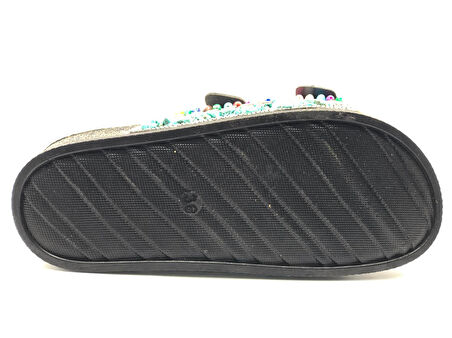 Feles Çift Toka Mantar Taban Taş Detaylı Kadın Terlik