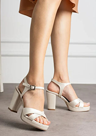 Feles Çapraz 10 cm Platform Topuklu Kadın Abiye Ayakkabı