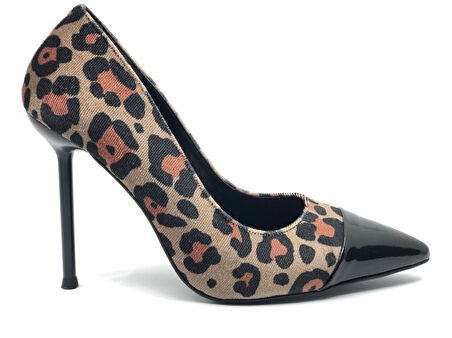 Feles İnce Topuklu Leopar Desenli Stiletto Kadın Ayakkabı