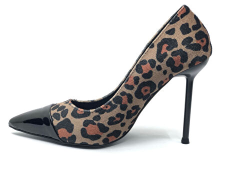 Feles İnce Topuklu Leopar Desenli Stiletto Kadın Ayakkabı