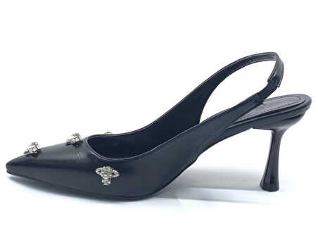 Feles Arkası Açık Taş Detaylı Stiletto Kadın Ayakkabı