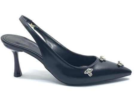 Feles Arkası Açık Taş Detaylı Stiletto Kadın Ayakkabı