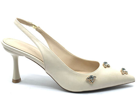 Feles Arkası Açık Taş Detaylı Stiletto Kadın Ayakkabı