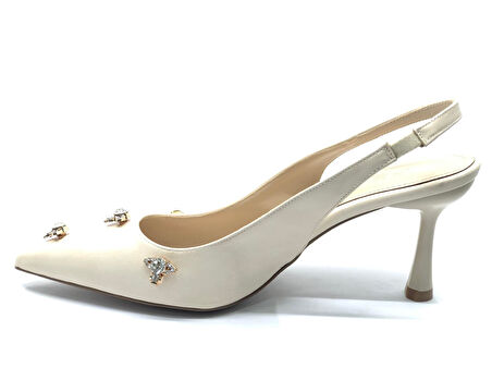 Feles Arkası Açık Taş Detaylı Stiletto Kadın Ayakkabı