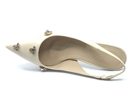 Feles Arkası Açık Taş Detaylı Stiletto Kadın Ayakkabı