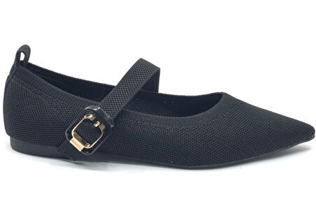 Feles Kemer Detaylı Sivri Burun Kadın Babet Ayakkabı