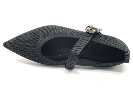 Feles Kemer Detaylı Sivri Burun Kadın Babet Ayakkabı