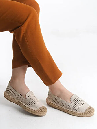 Feles Taş Detaylı Espadril Kadın Babet Ayakkabı