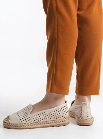 Feles Taş Detaylı Espadril Kadın Babet Ayakkabı