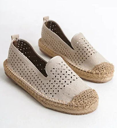 Feles Taş Detaylı Espadril Kadın Babet Ayakkabı