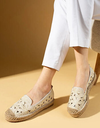 Feles Çiçek Desenli Espadril Kadın Babet Ayakkabı