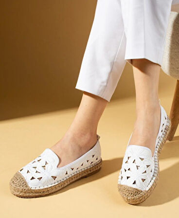 Feles Çiçek Desenli Espadril Kadın Babet Ayakkabı