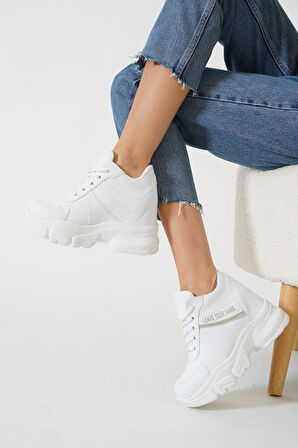 Kocamanlar 209 Cilt Gizli Topuklu Taban Sneaker Kadın Spor Ayakkabı