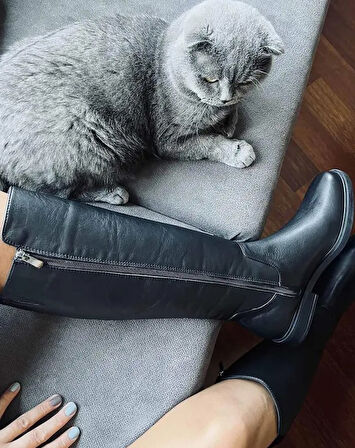 Ayakdaş Binici Düz Taban Hakiki Deri Kadın Çizme