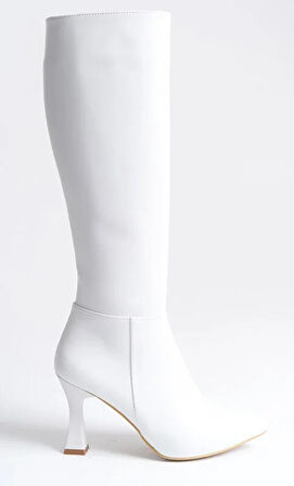 Feles Diz Altı Topuklu Sivri Burun Kadın Çizme