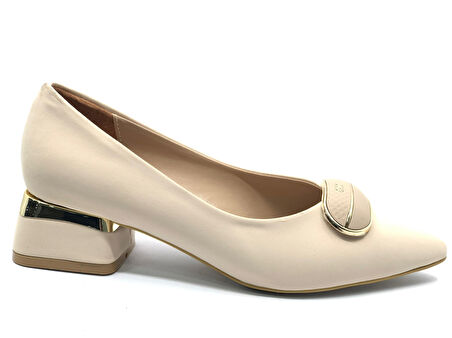 Feles Silindir Toka Detaylı Topuklu Kadın Ayakkabı