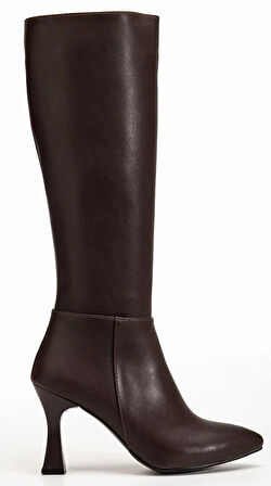 Feles Diz Altı Topuklu Sivri Burun Kadın Çizme