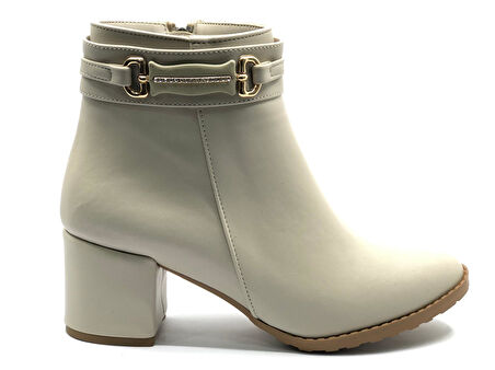 Feles Yanı İnce Taş Tokalı Klasik Topuklu Kadın Bot