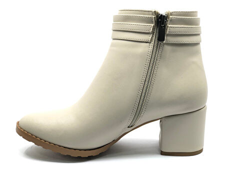 Feles Yanı İnce Taş Tokalı Klasik Topuklu Kadın Bot