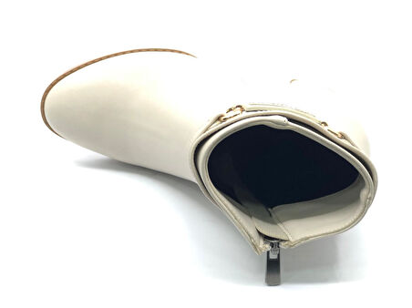 Feles Yanı İnce Taş Tokalı Klasik Topuklu Kadın Bot