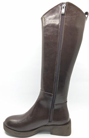 Feles Binici Düz Taban Rugan Fermuarlı Kadın Çizme