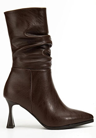 Feles Yandan Fermuarlı Büzgülü Kadın Çizme