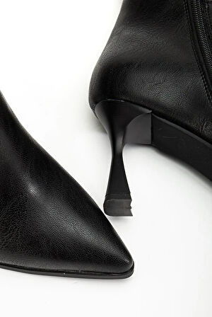 Feles Yandan Fermuarlı Büzgülü Kadın Çizme