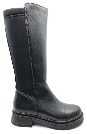 Seribo Binici Düz Taban Arkası Streç Fermuarlı Kadın Çizme