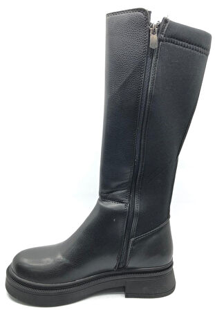 Seribo Binici Düz Taban Arkası Streç Fermuarlı Kadın Çizme